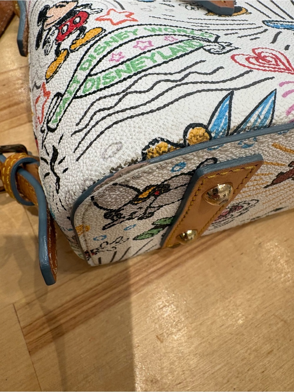 Disney Parks Dooney & Bourke White Sketch Mickey & Minnie Backpack - Picture 7 of 8